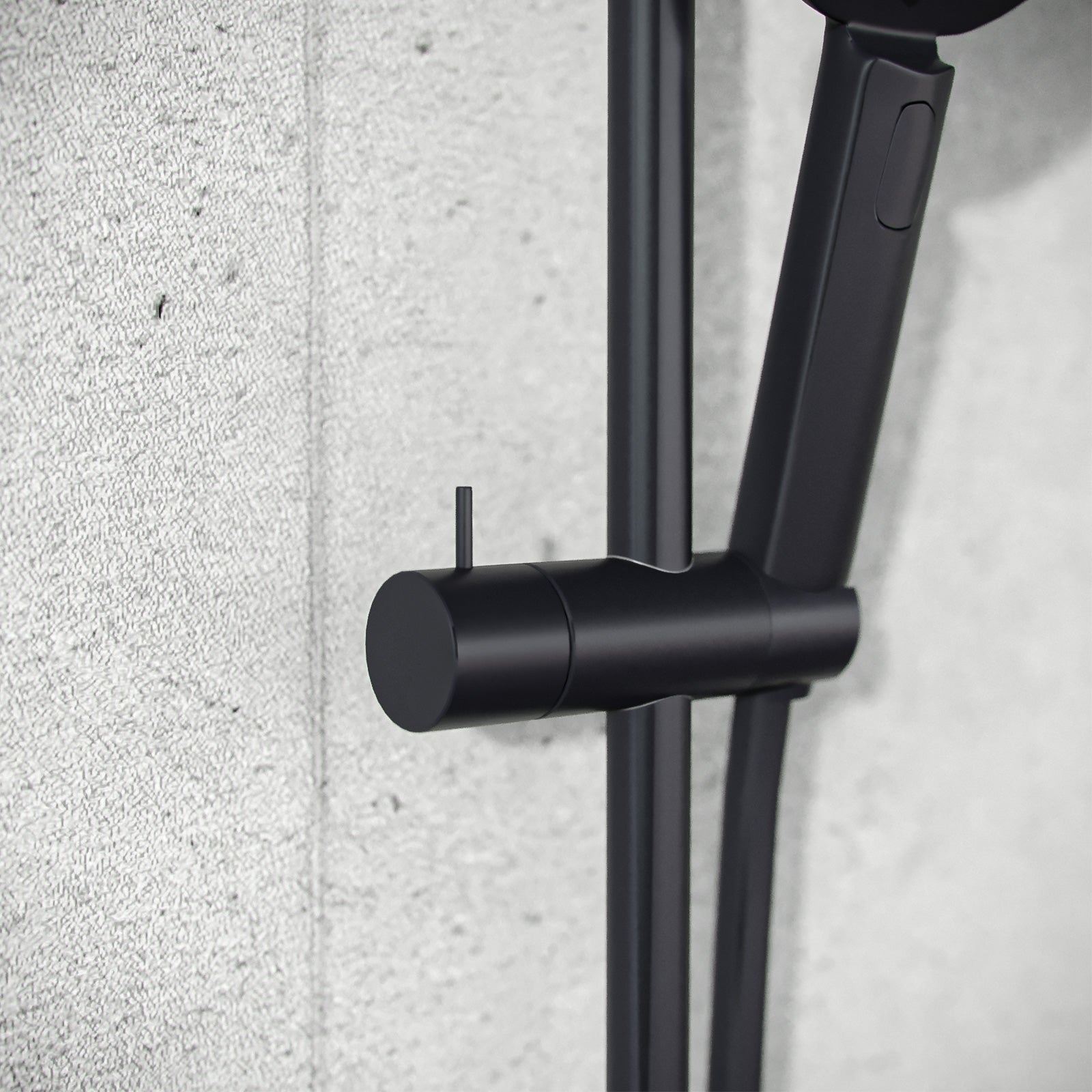 Modern Black Matte 3 Mode Round ABS Shower Handset & Brass Slider Rail Kit