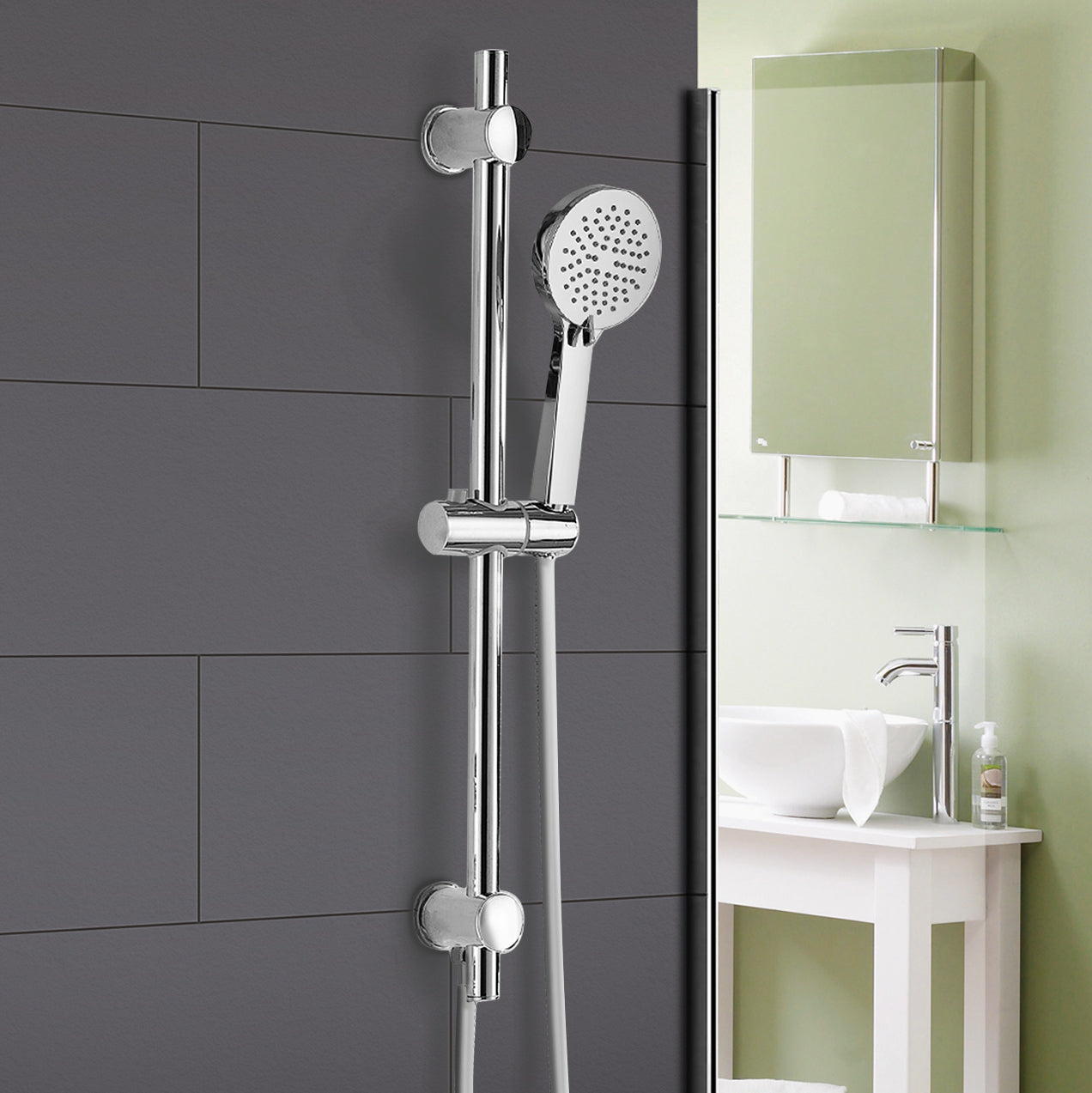 Yodora 3-Mode Handset & Solid Brass Rail Combo Chrome