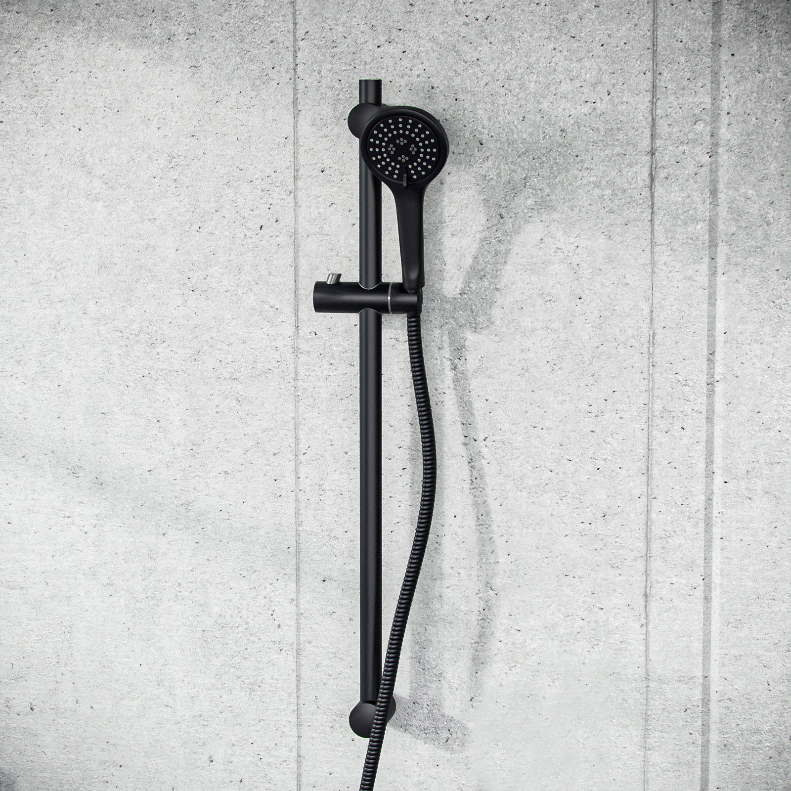 Modern Matte Black Slider Rail Shower Bar Riser Wall Bracket Kit