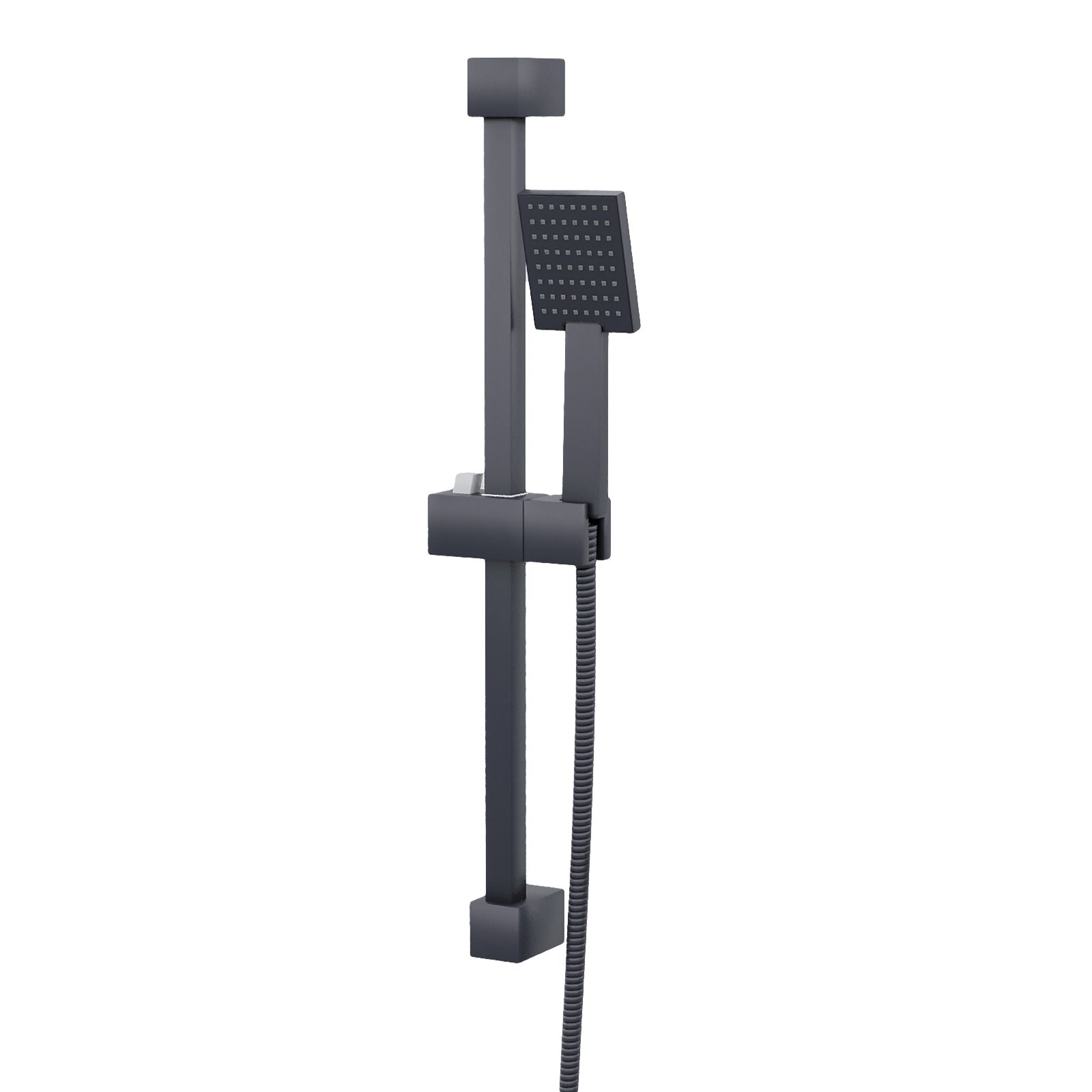 Square Shower Matte Black Handset And Hose With Slider Riser Rail Bracket