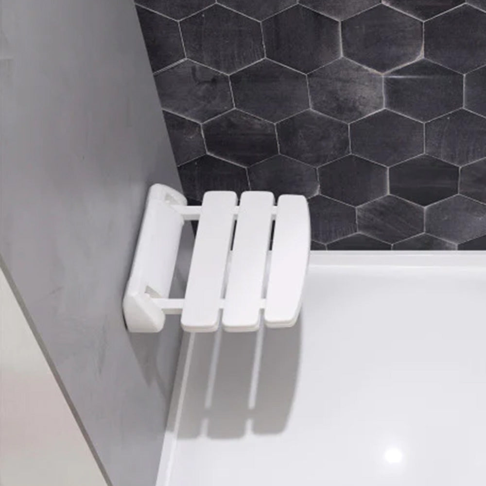 Kayson 350mm Foldable Wall Mounted Shower Seat Compact Mobility Aid White