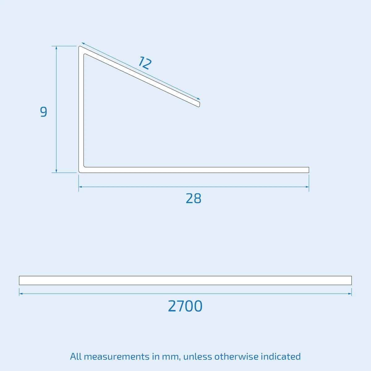 Cladding Starter Trim 2700mm x 6.2mm - Black