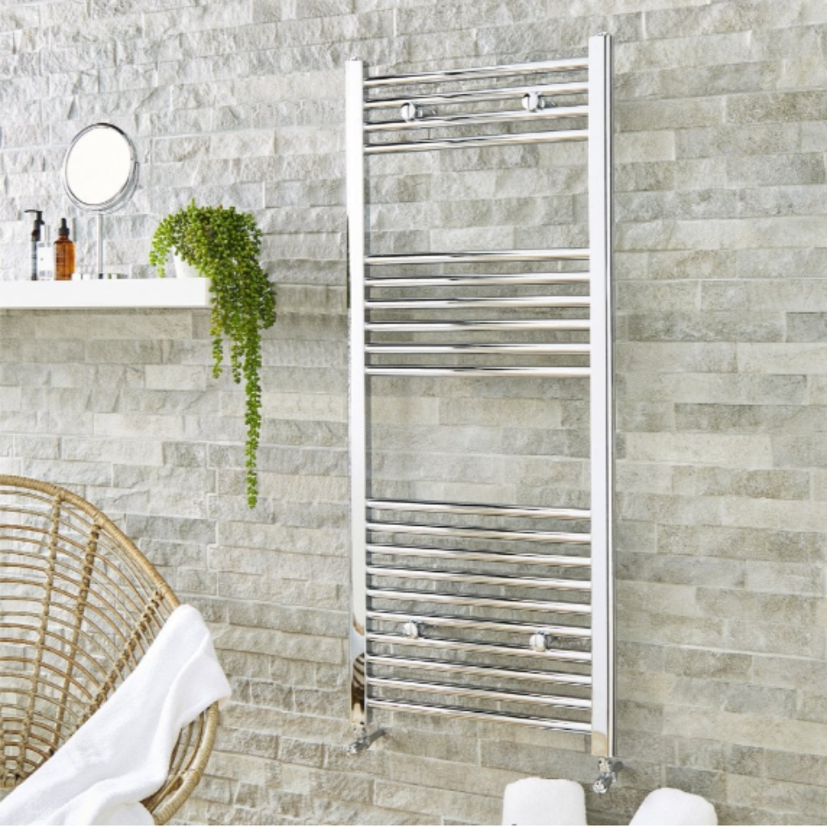Kartell Chrome 800mm H x 400mm W Vertical Towel Rail - STR408C