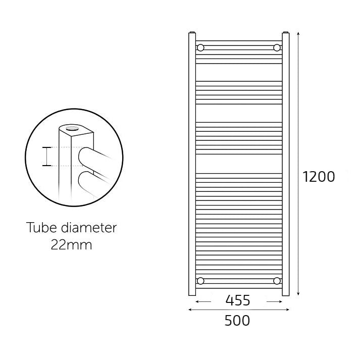 Kartel 1200mm H x 500mm W Chrome Straight Vertical Radiator Towel Rail - STR512C
