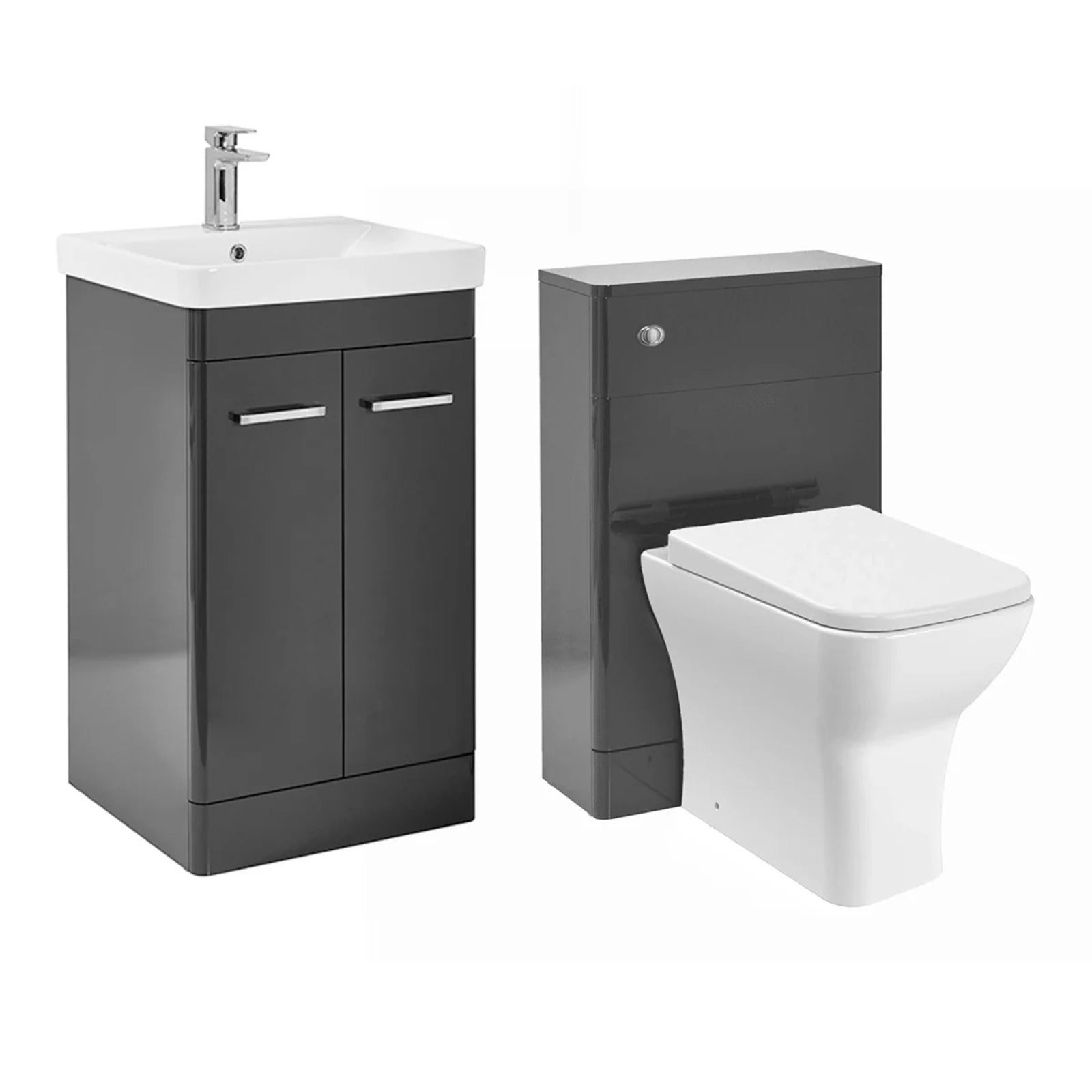 Dark Grey 1000mm Basin Vanity Unit WC BTW Rimless Toilet