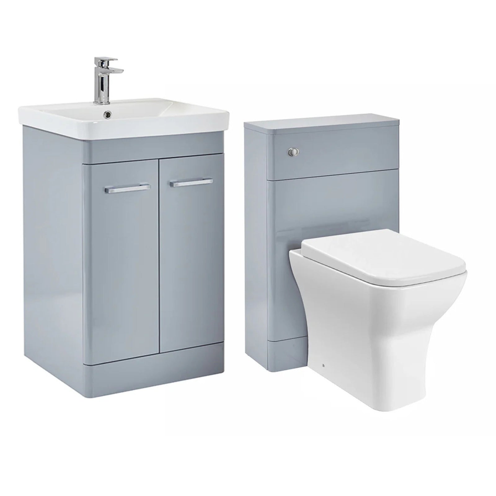 Grey 1100mm Basin Vanity Unit WC BTW Rimless Toilet