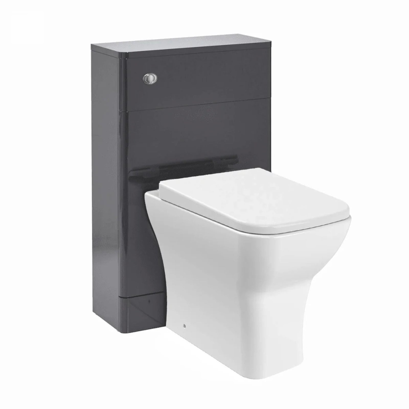 Anthracite 500mm WC Unit and Back to Wall Rimless Soft Close Seat Toilet