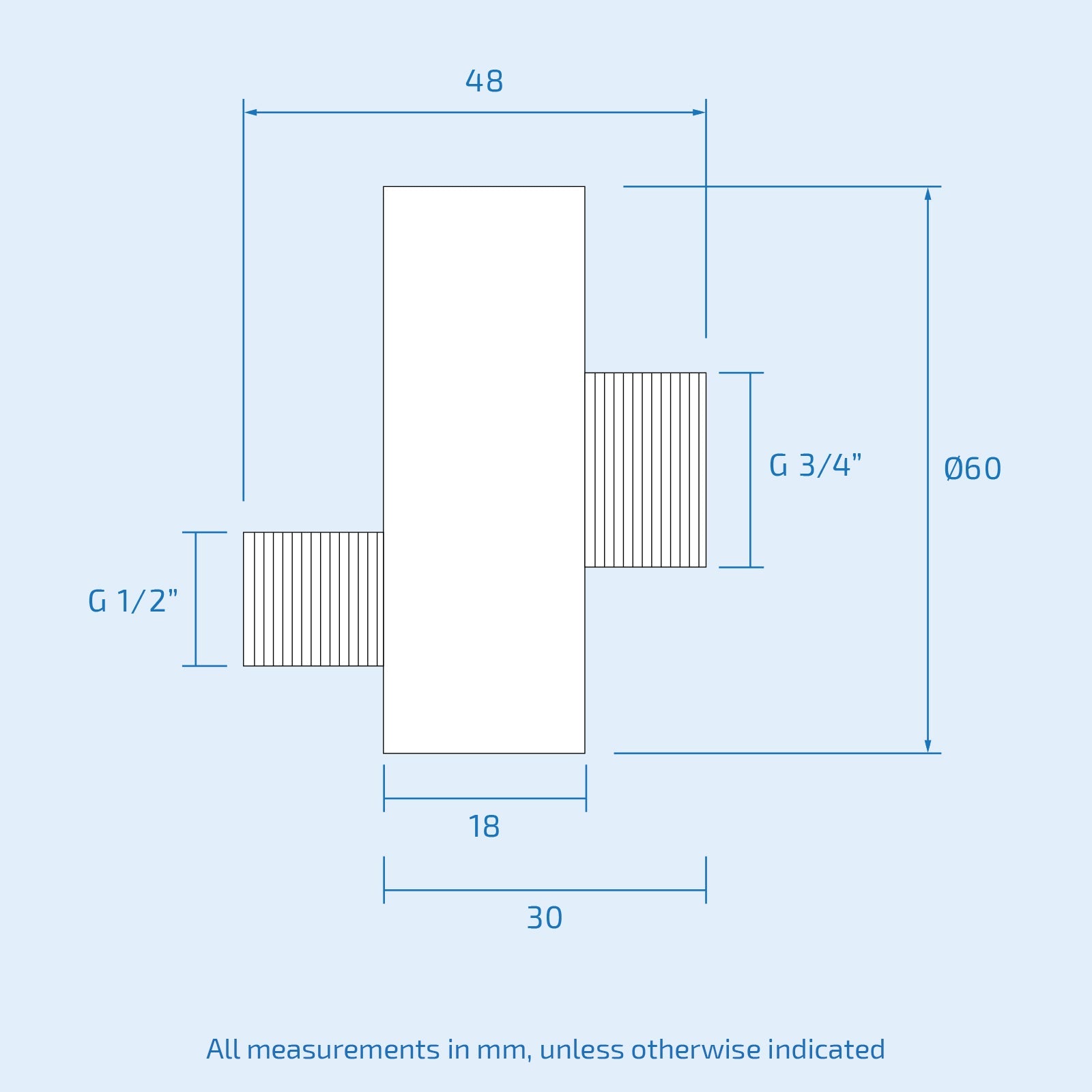 Concealing Square Universal Shower S-Union Fittings
