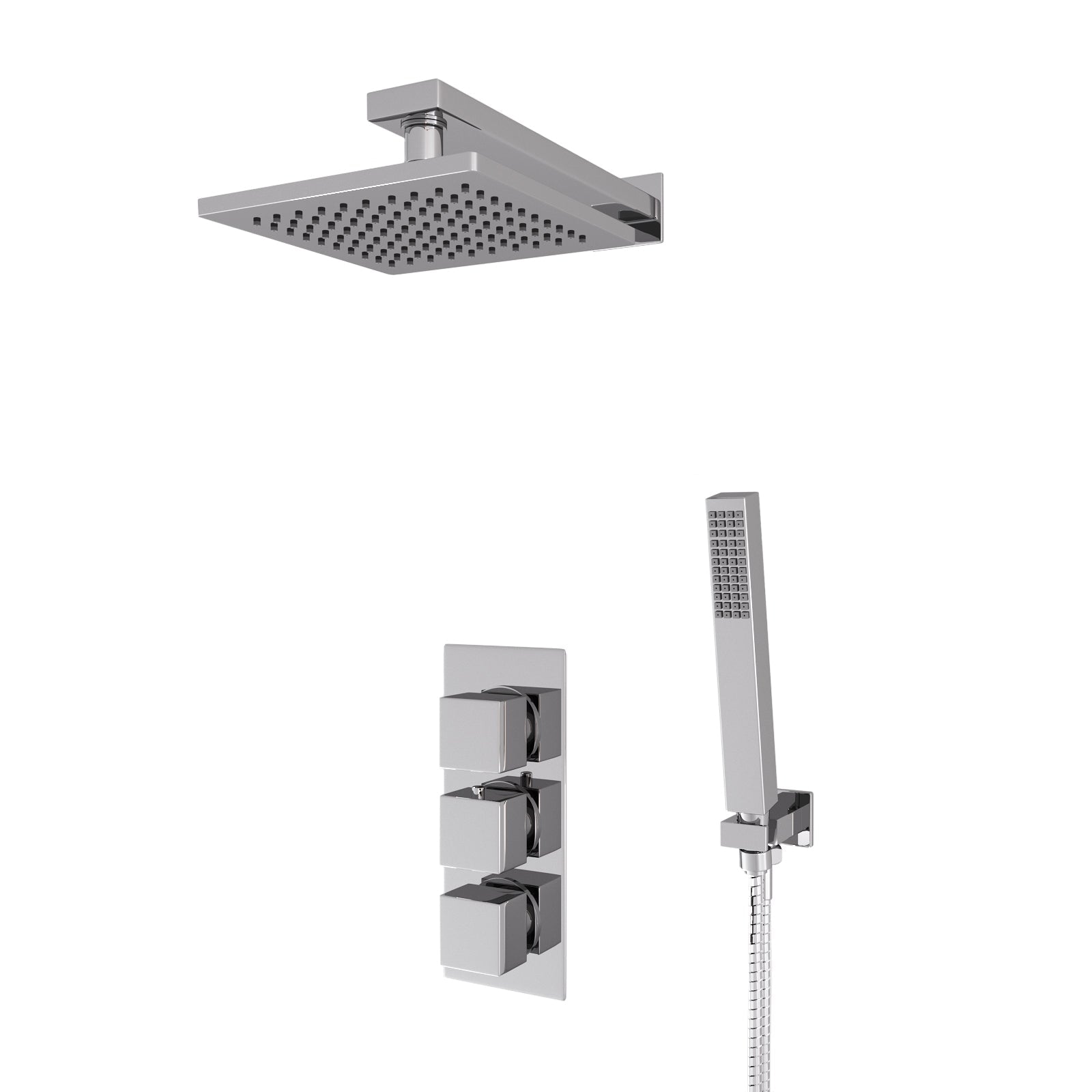 Cameo 3 Dial 2 Way Square Set - Shower Head & Handset