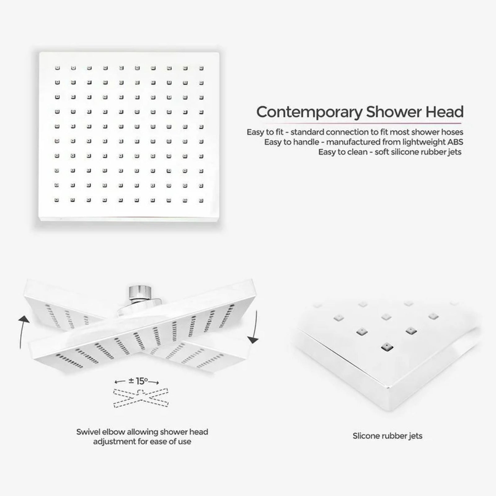 Olive Square 3 Way Concealed Thermostatic Shower Mixer Shower Head Handset & Body Jets Set