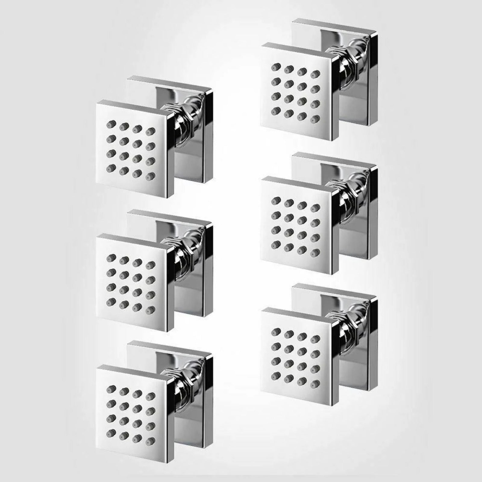 Olive Square 3 Way Concealed Thermostatic Shower Mixer Shower Head Handset & Body Jets Set