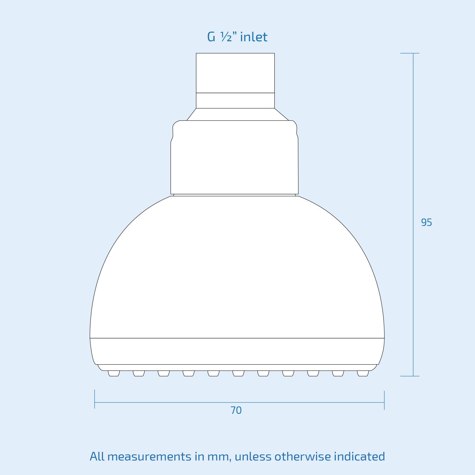 Bathroom Universal White Modern Overhead 3 Mode Function Shower Head - 70mm