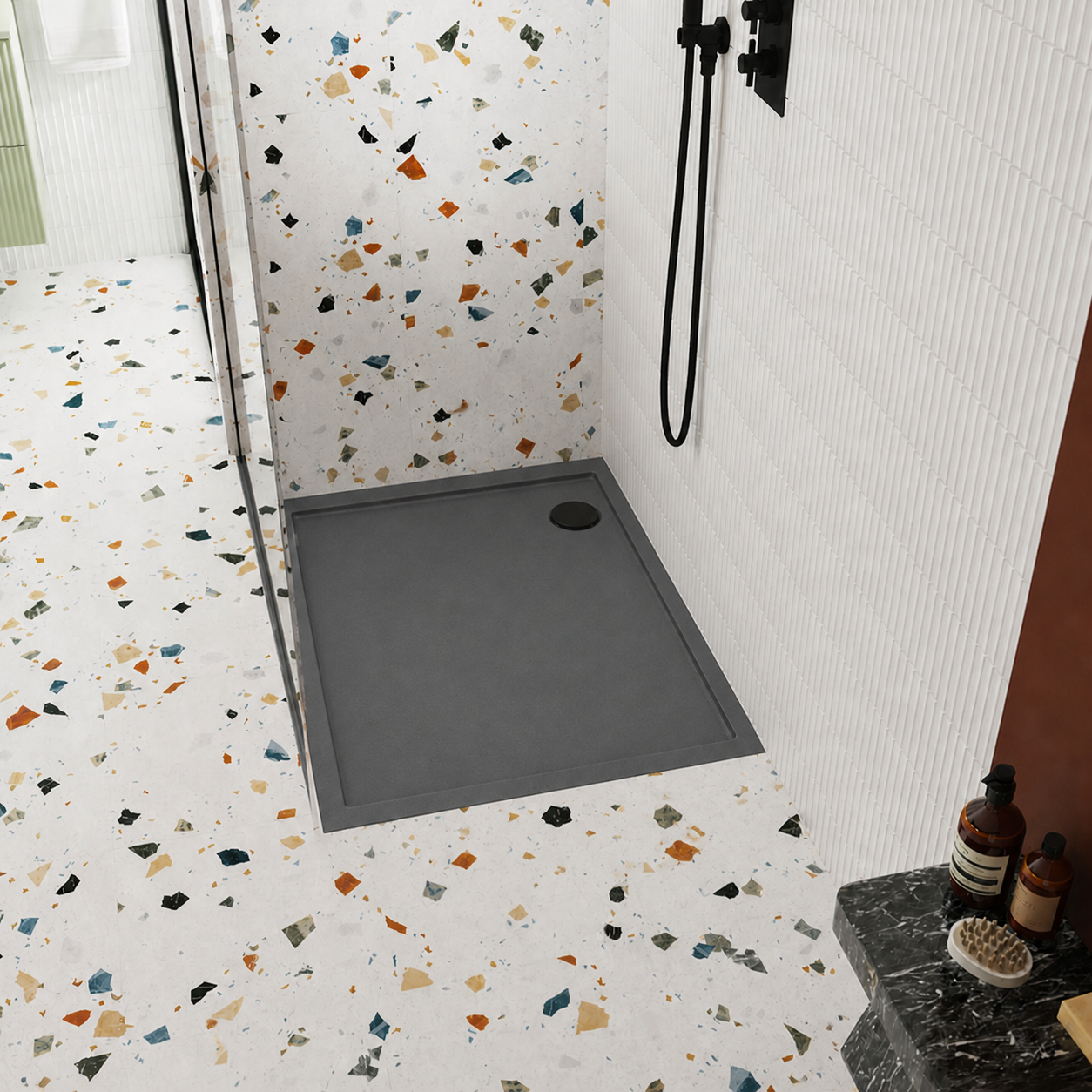 Slate_Gray_Square_Shower_Tray-front view