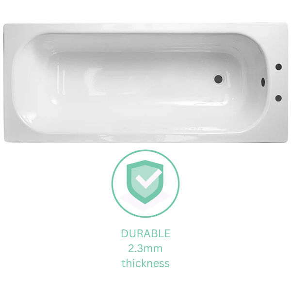 Dylan Premium 1500 x 700mm Heavy Duty Extra Thick Steel Enamel Bath with 2 Tap Holes