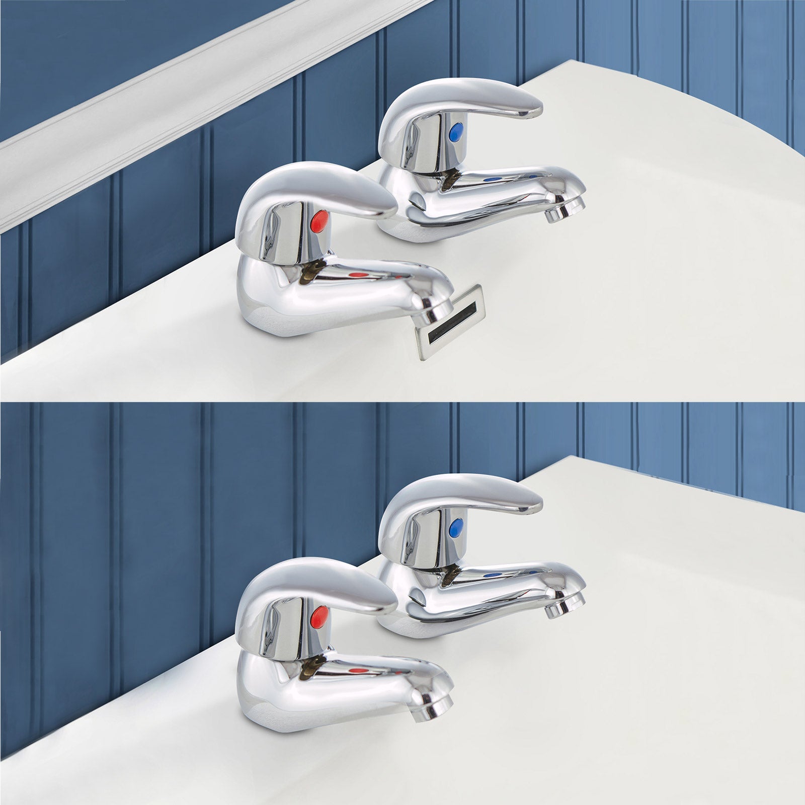 Studio Modern Set Of Chrome Twin Basin Mixer Taps & Twin Bath Filler Taps
