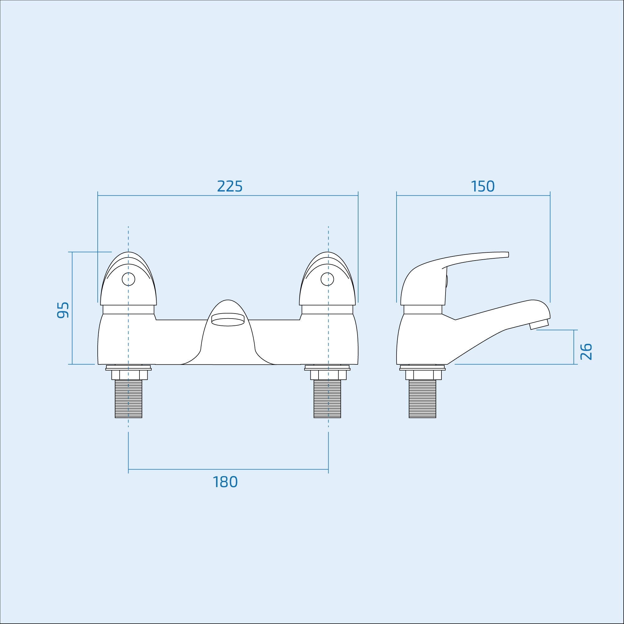 Modern Bath Filler Faucet Tap Two Lever Mixer Chrome