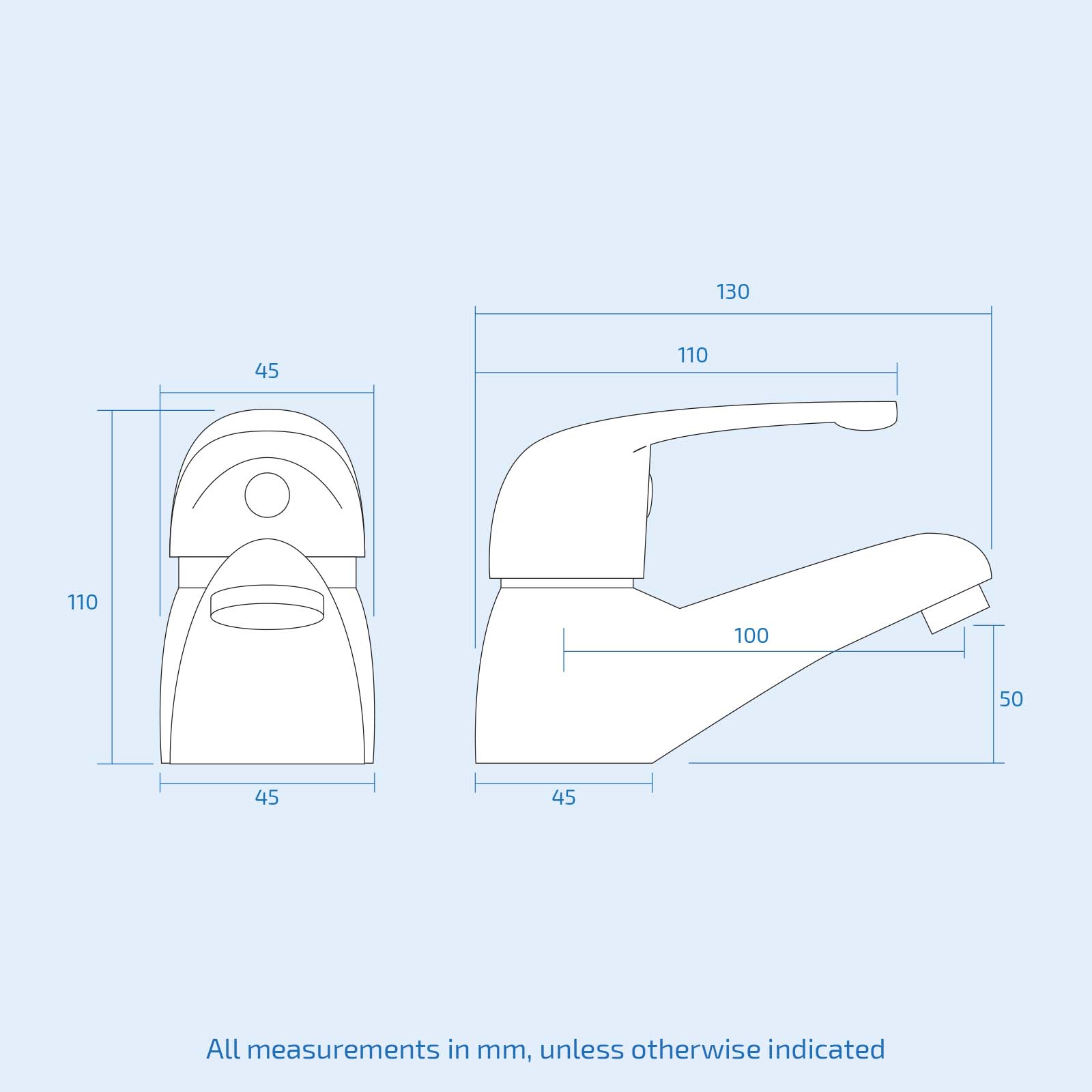 Calsava Modern Chrome Brass Single Lever Bathroom Basin Sink Mono Mixer Tap