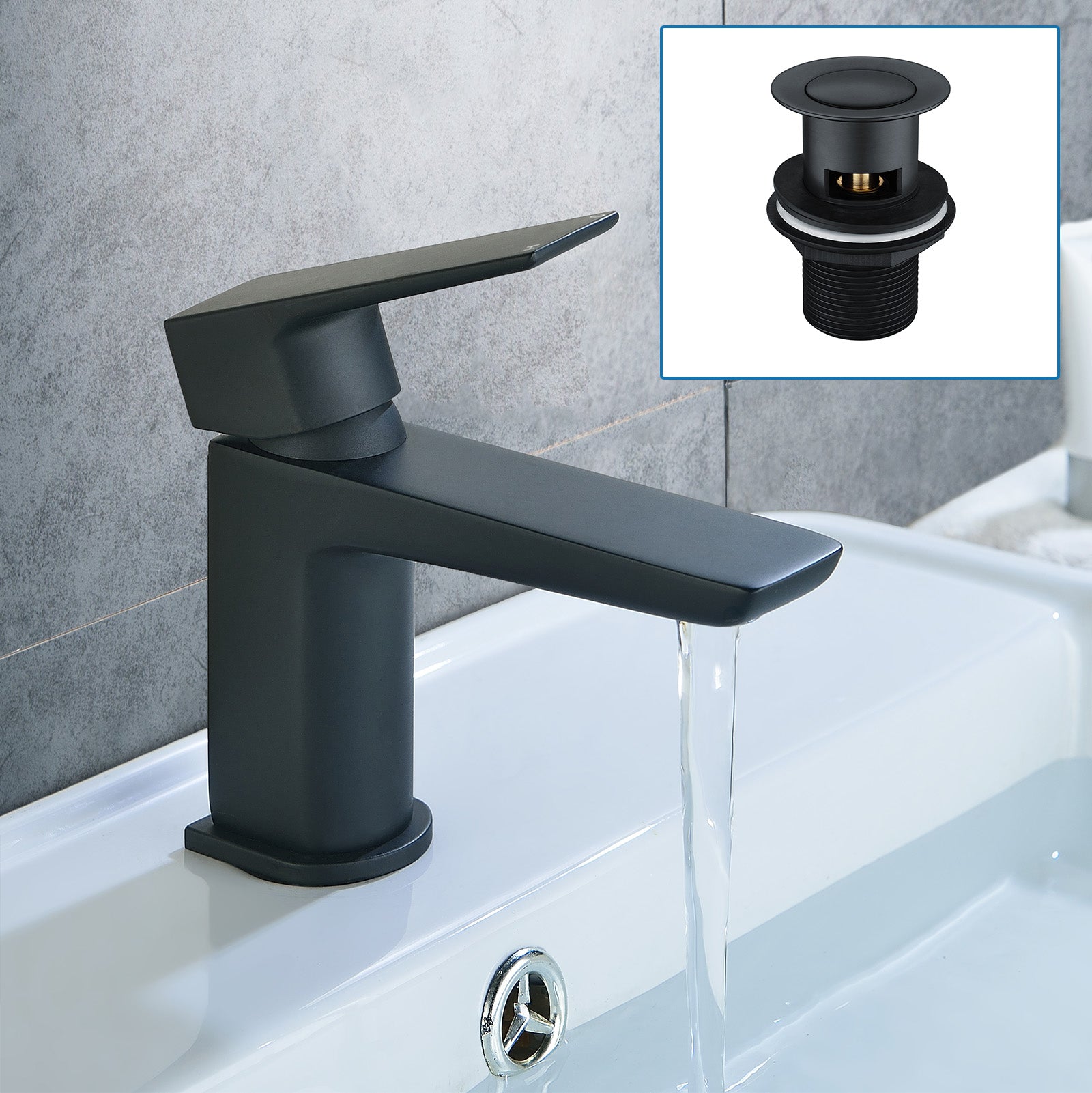 Astra Contemporary Matte Black Basin Mono Mixer Tap