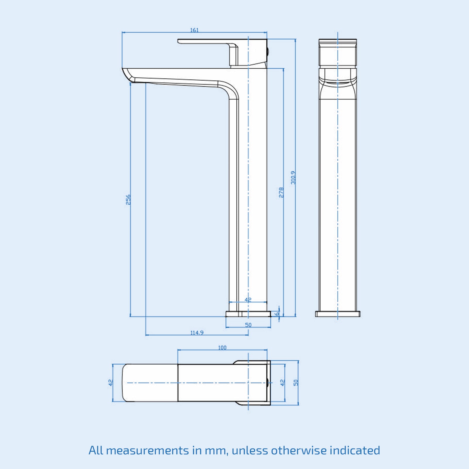 Brushed Brass Basin Mixer Tall Tap & Waste