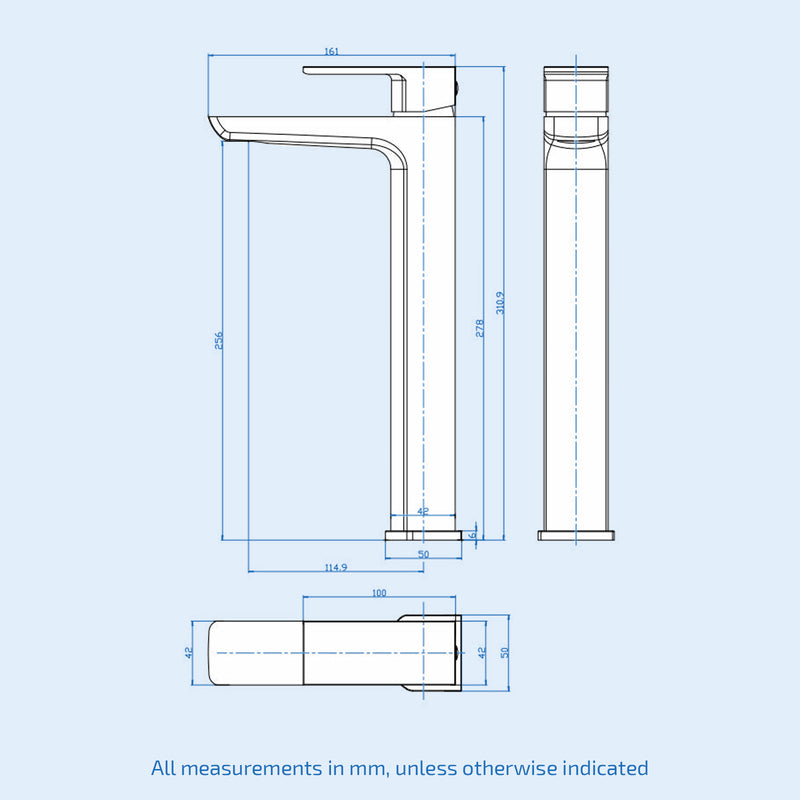 Brushed Brass Tall Basin Mixer Tap & Slotted Push Button Waste