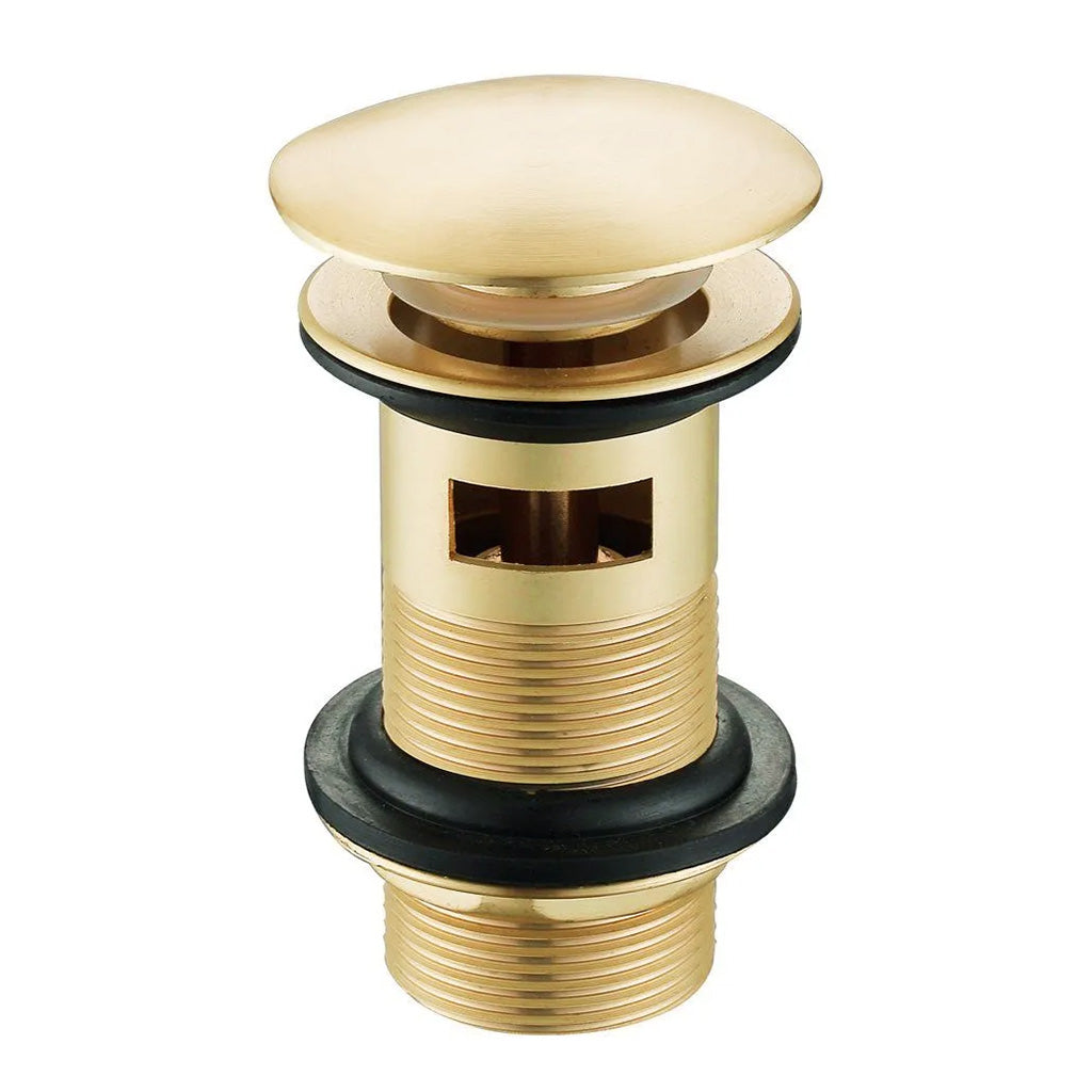 Brushed Brass Tall Basin Mixer Tap & Slotted Push Button Waste