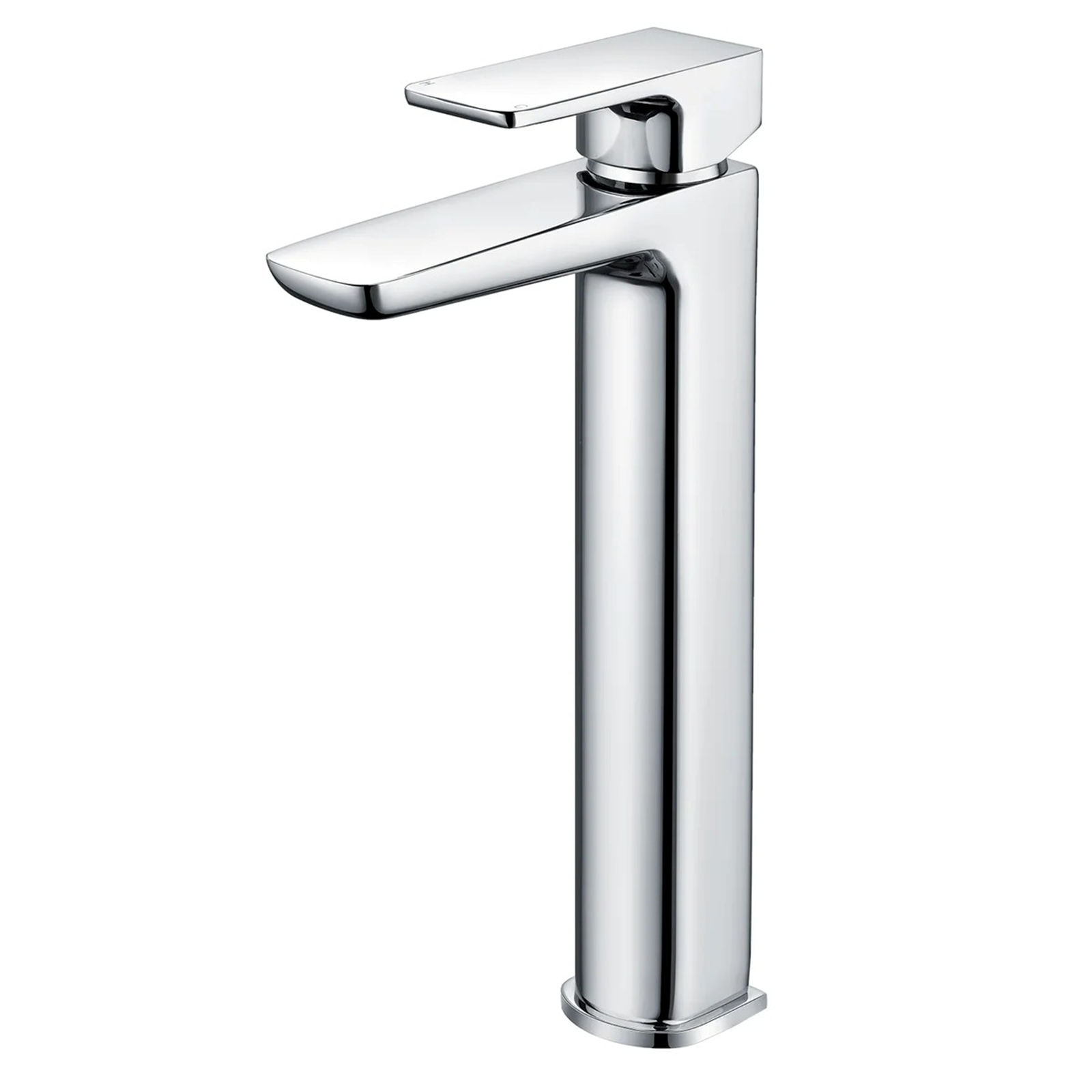 Chrome bathroom faucet on a white background