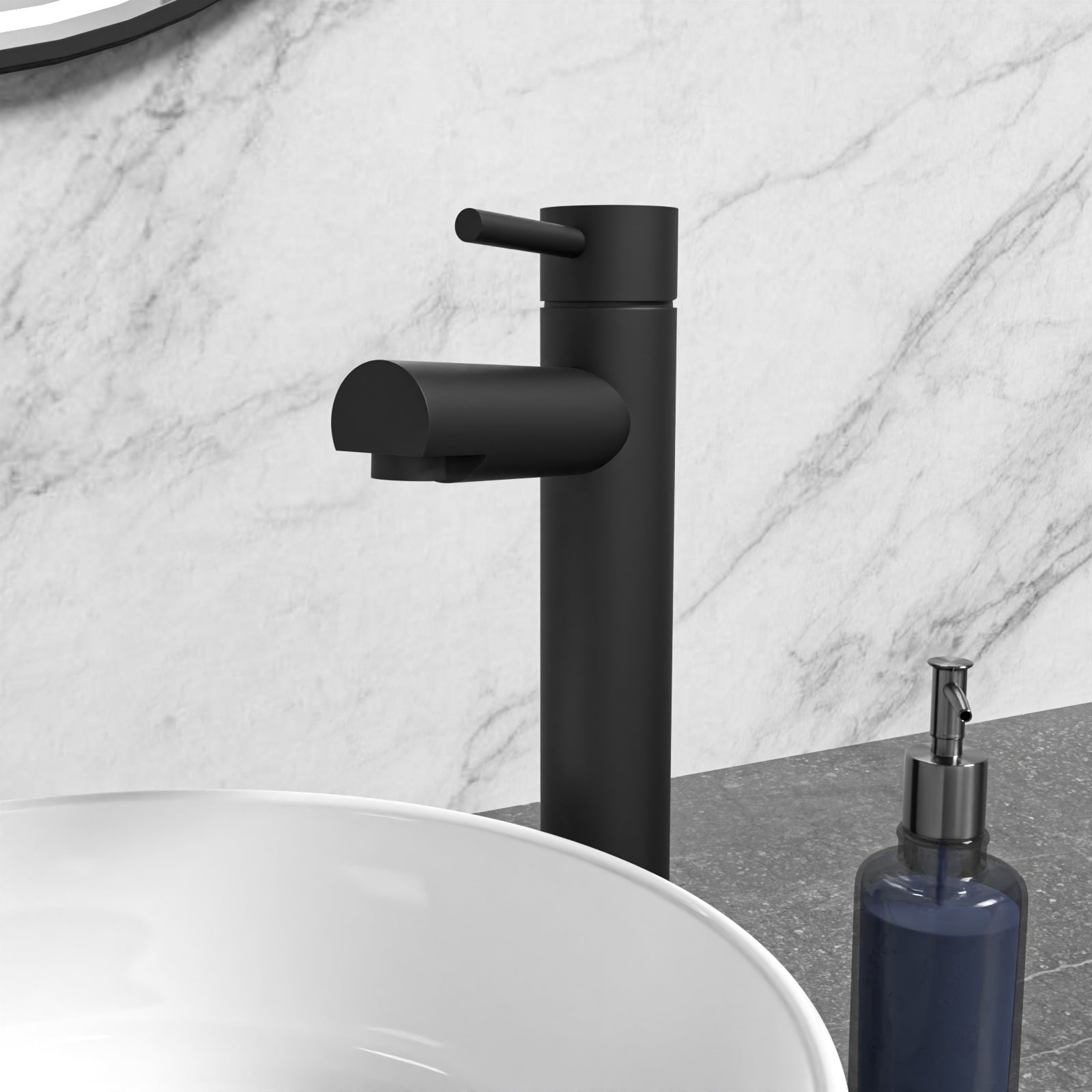 Matte Black Brass Basin Mono Mixer Single Lever Tap & Waste