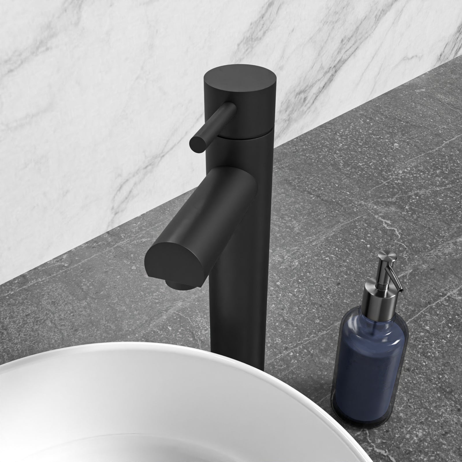 Matte Black Brass Basin Mono Mixer Single Lever Tap & Waste