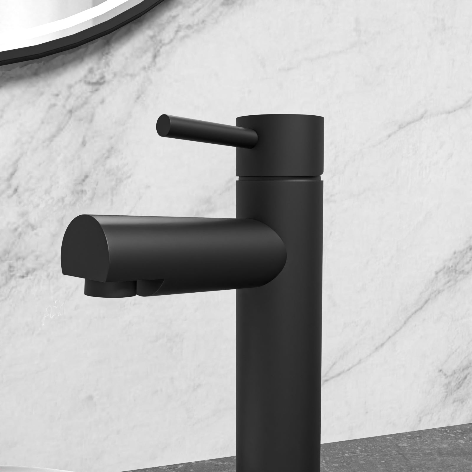 Matte Black Modern Brass Tall Basin Mono Mixer Single Lever Tap