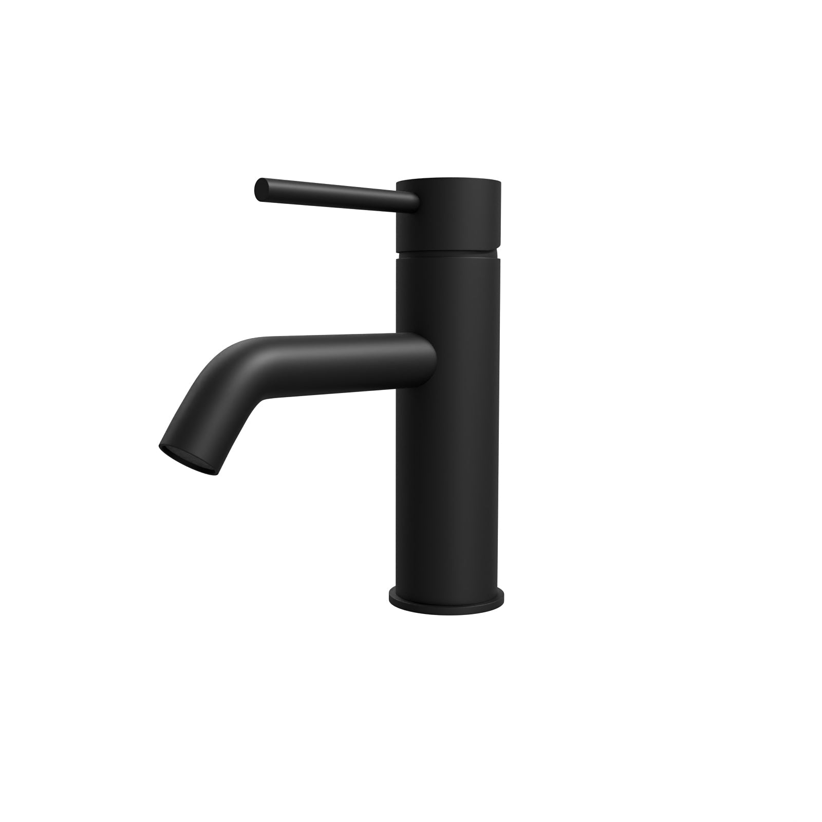 Matt Black Deck Mounted Round Single Lever Basin Mono Tap with Waste