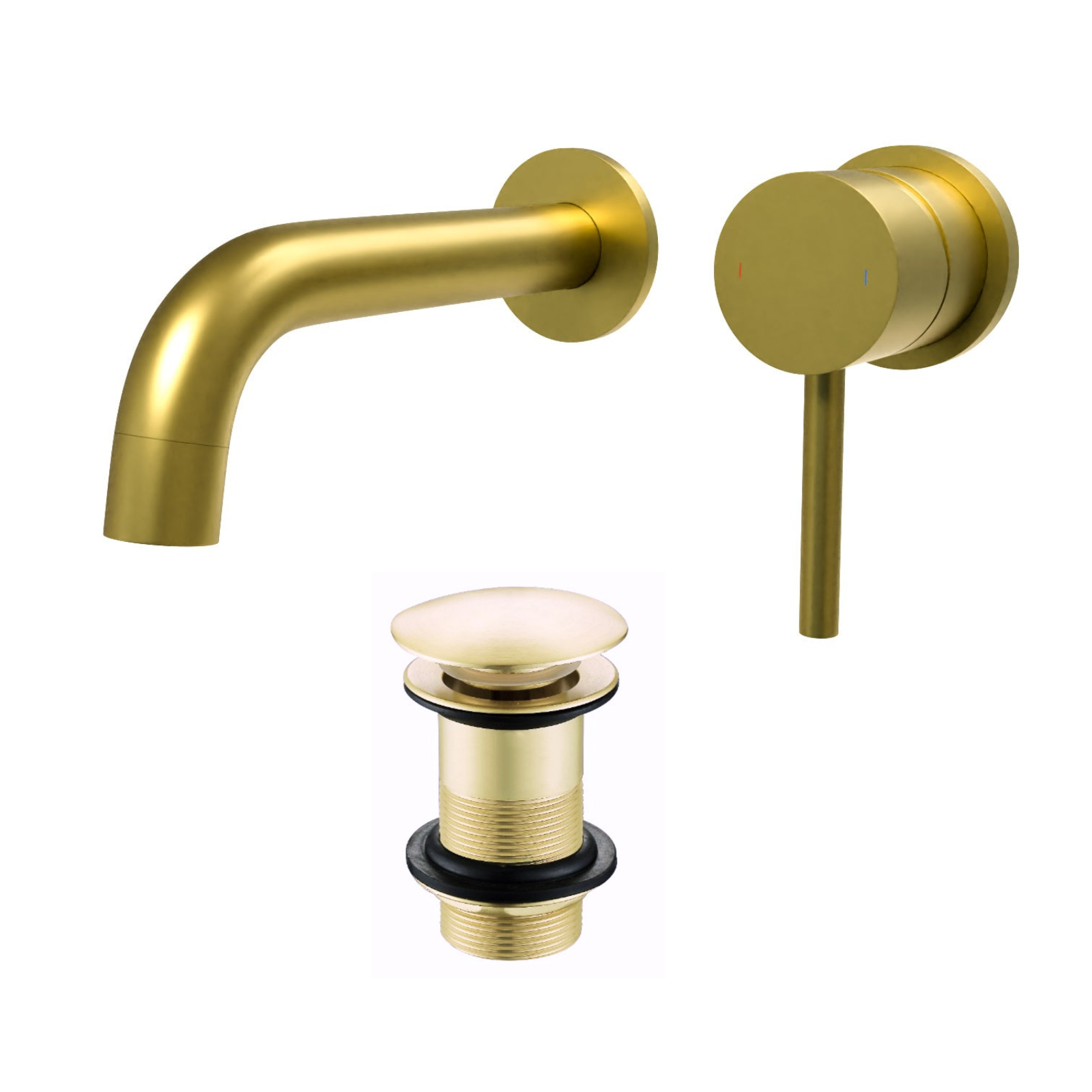 Eydon Bathroom Brushed Brass Mono Basin Sink Tap Wall Mounted