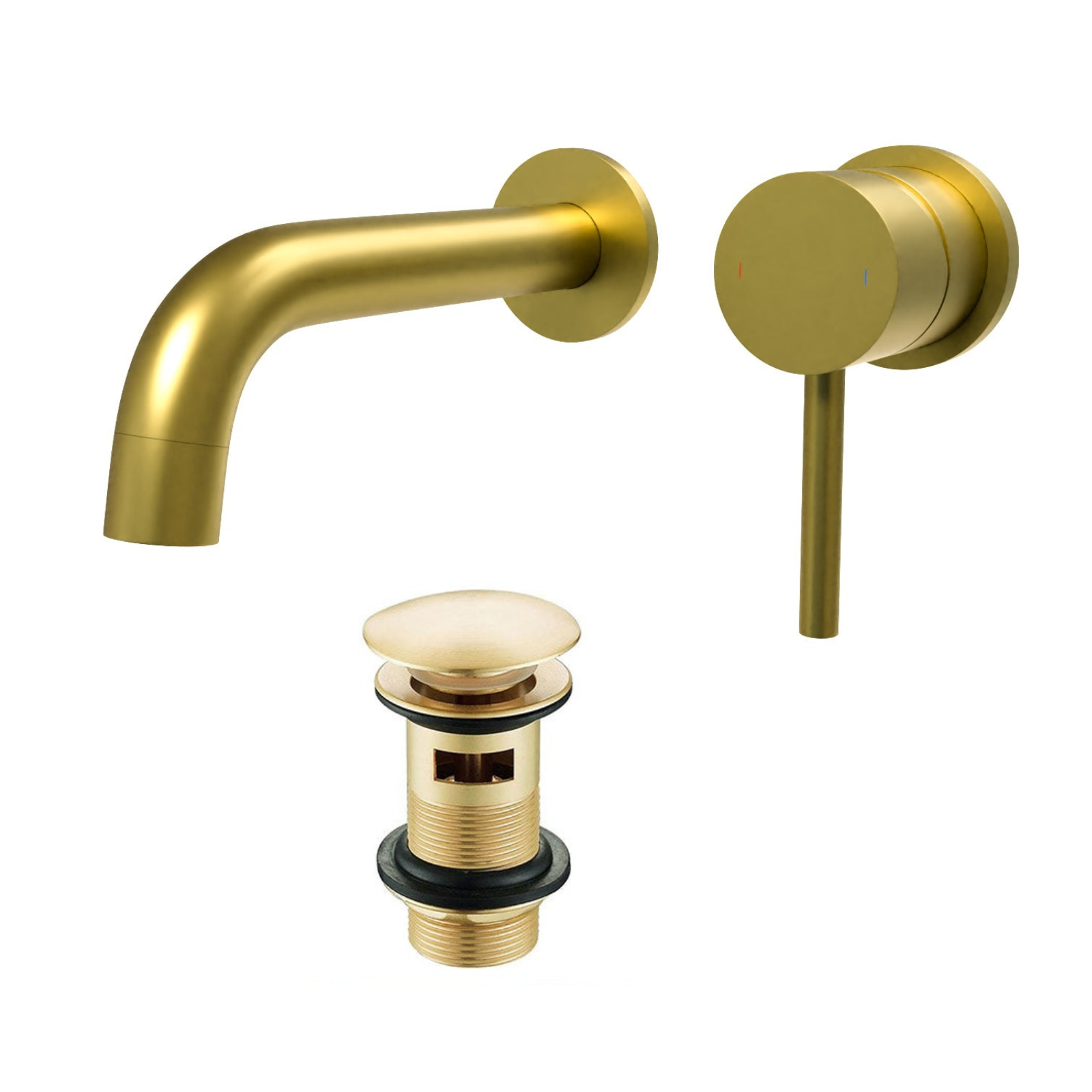 Eydon Bathroom Brushed Brass Mono Basin Sink Tap Wall Mounted