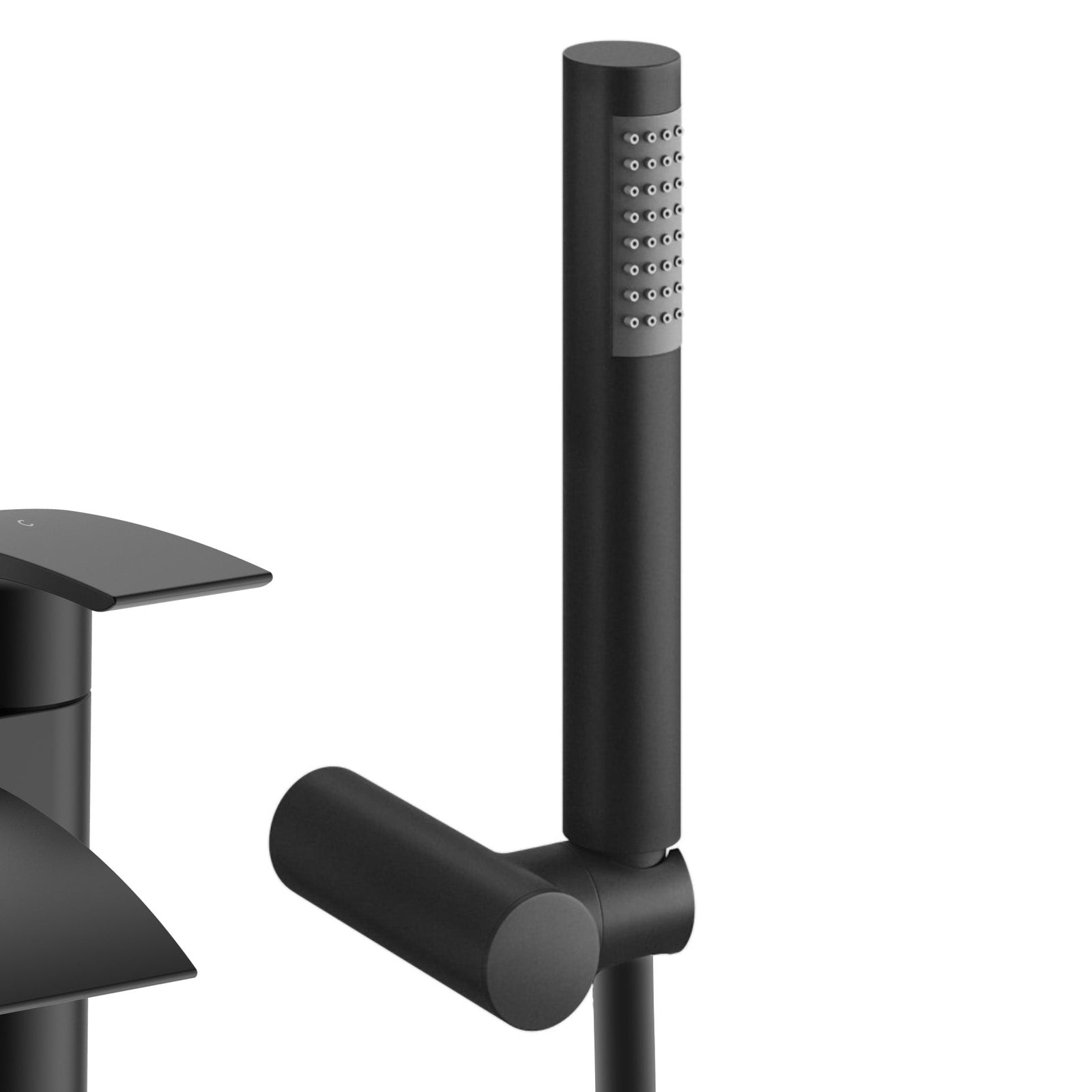 Vago Modern Matte Black Waterfall Basin Mixer Tap & Bath Shower Mixer With Handset Kit