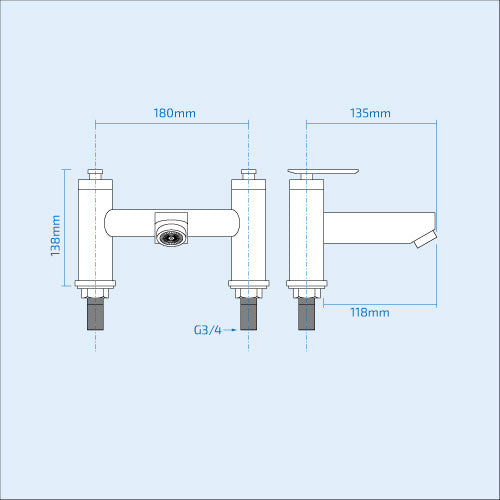 Raven Chrome Deck Mounted Bath Filler