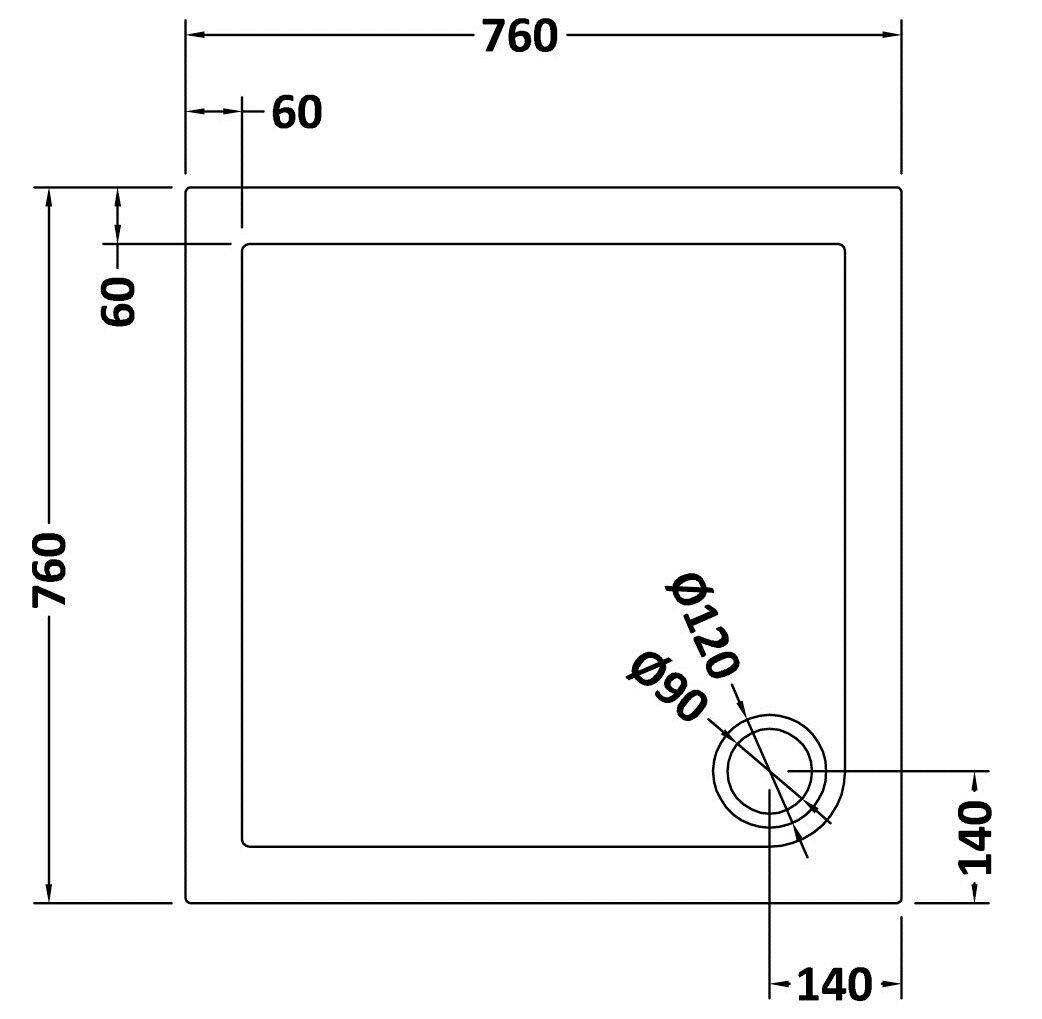 760mm Matte Black Corner Shower Enclosure With 760mm Slate Grey Shower Tray