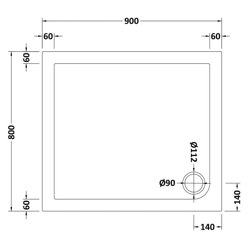 Harper square/rectangle shower tray slate grey 900 × 800 mm image # Options_900 x 800 mm