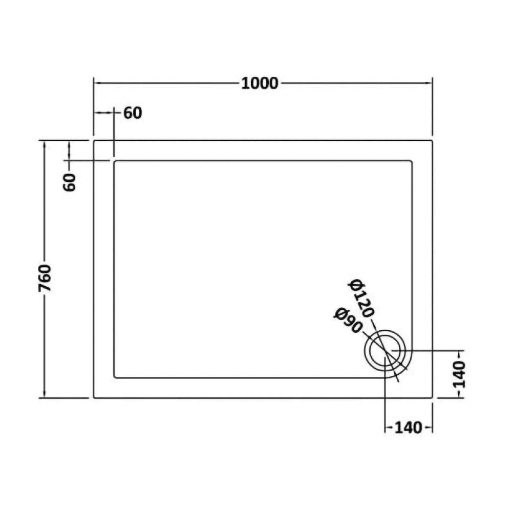 Harper square/rectangle shower tray slate grey 1000 × 760 mm image # Options_1000 x 760 mm