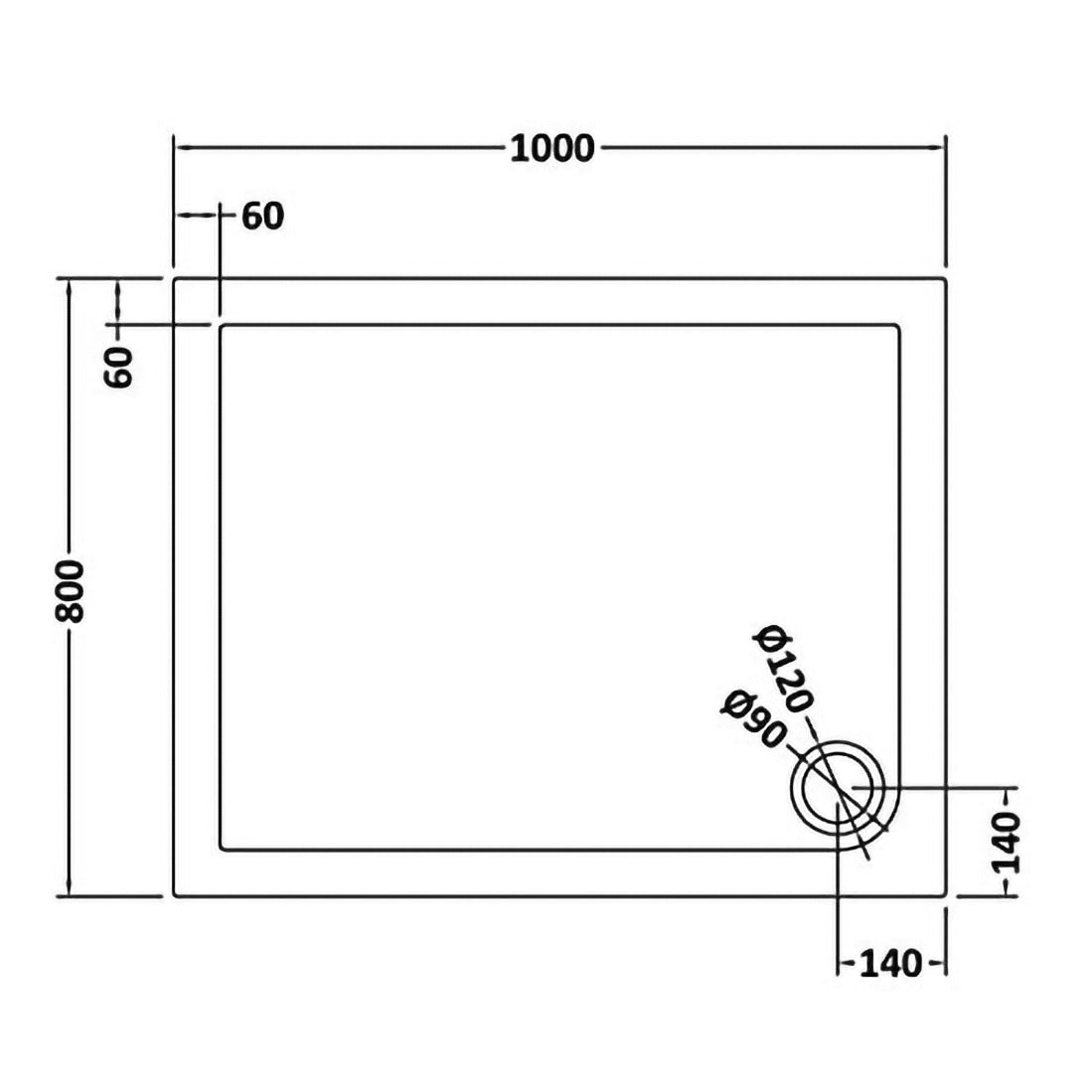 Harper square/rectangle shower tray slate grey 1000 × 800 mm image # Options_1000 x 800 mm