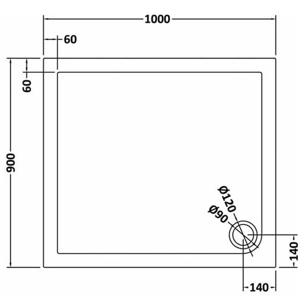 Harper square/rectangle shower tray slate grey 1000 × 900 mm image # Options_1000 x 900 mm