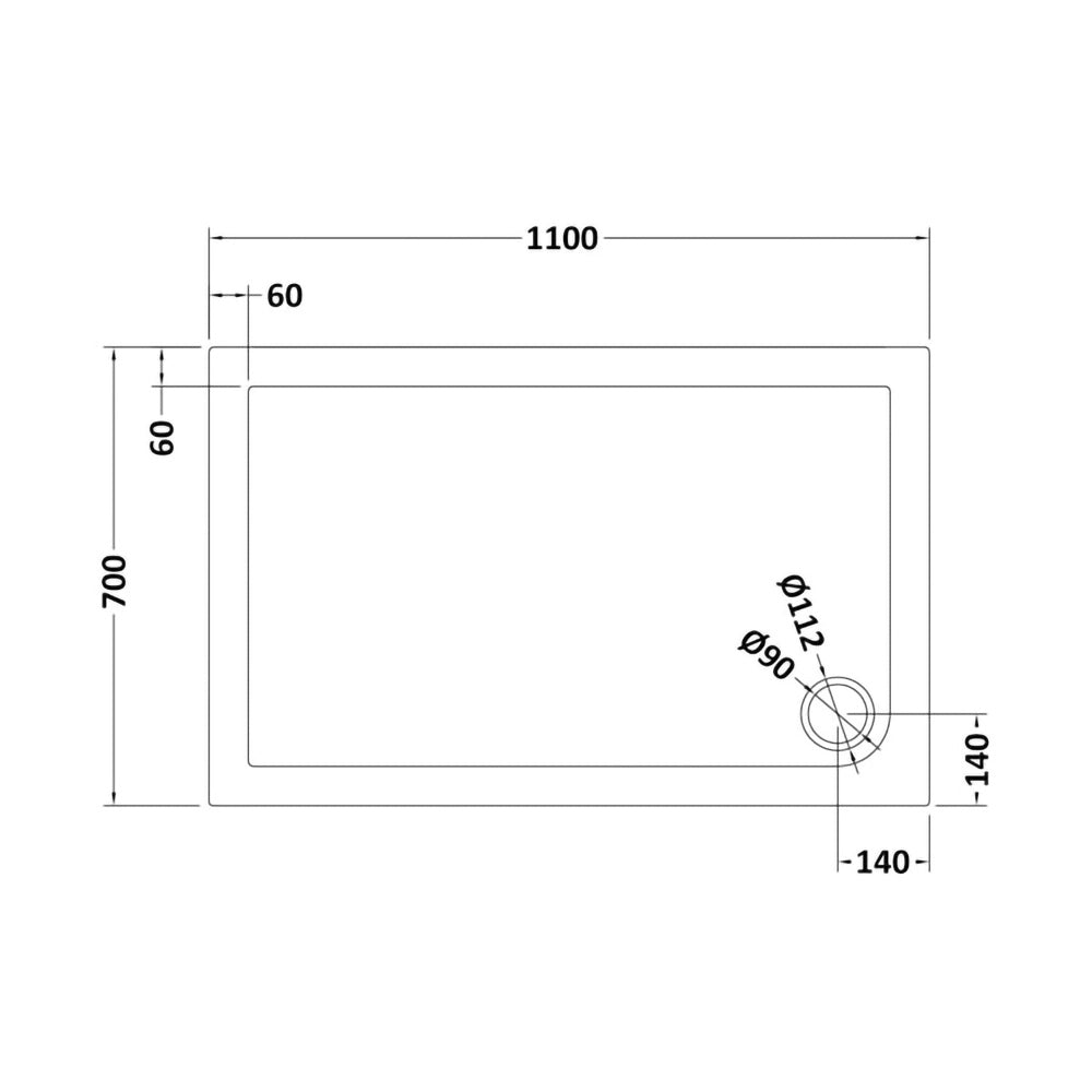 Harper square/rectangle shower tray slate grey 1100 × 700 mm image # Options_1100 x 700 mm