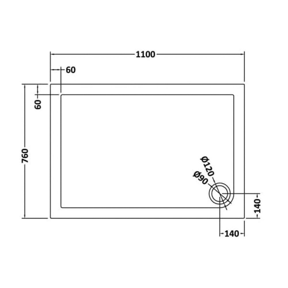 Harper square/rectangle shower tray slate grey 1100 × 760 mm image # Options_1100 x 760 mm