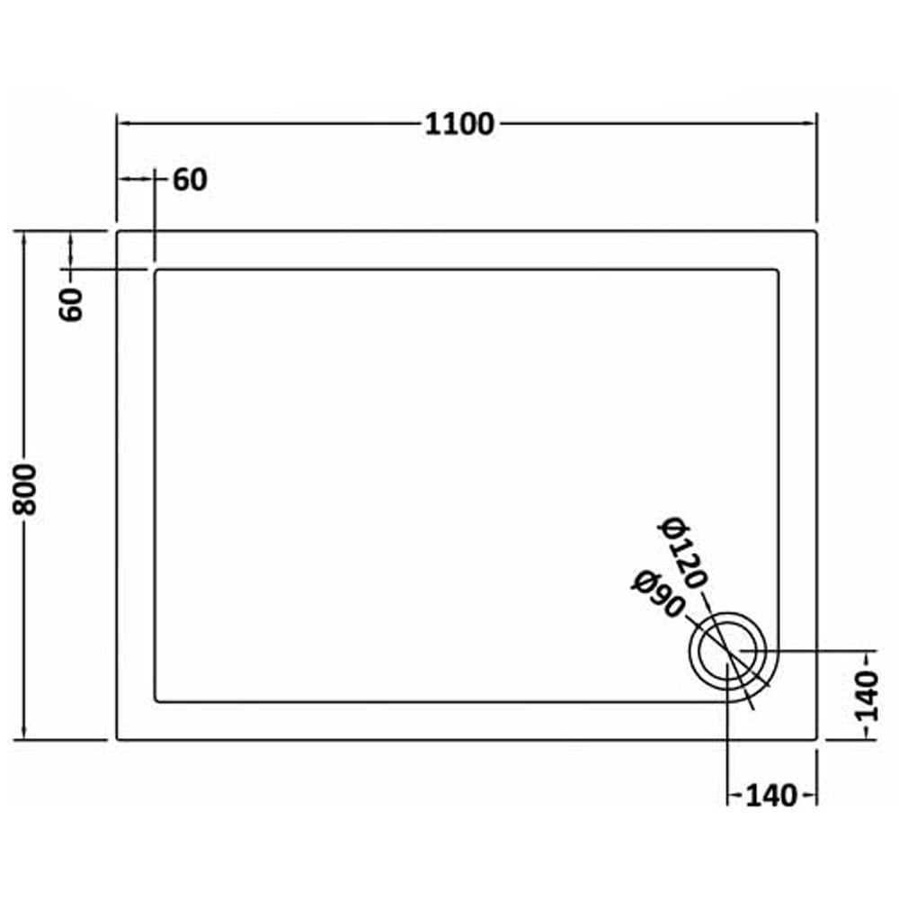 Harper square/rectangle shower tray slate grey 1100 × 800 mm image # Options_1100 x 800 mm