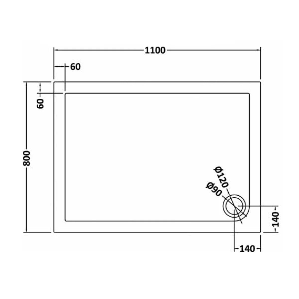 Magna 1100mm Matte Black Framed Shower Sliding Door 800mm Frameless Glass Side Panel Screen & Slate Grey Tray