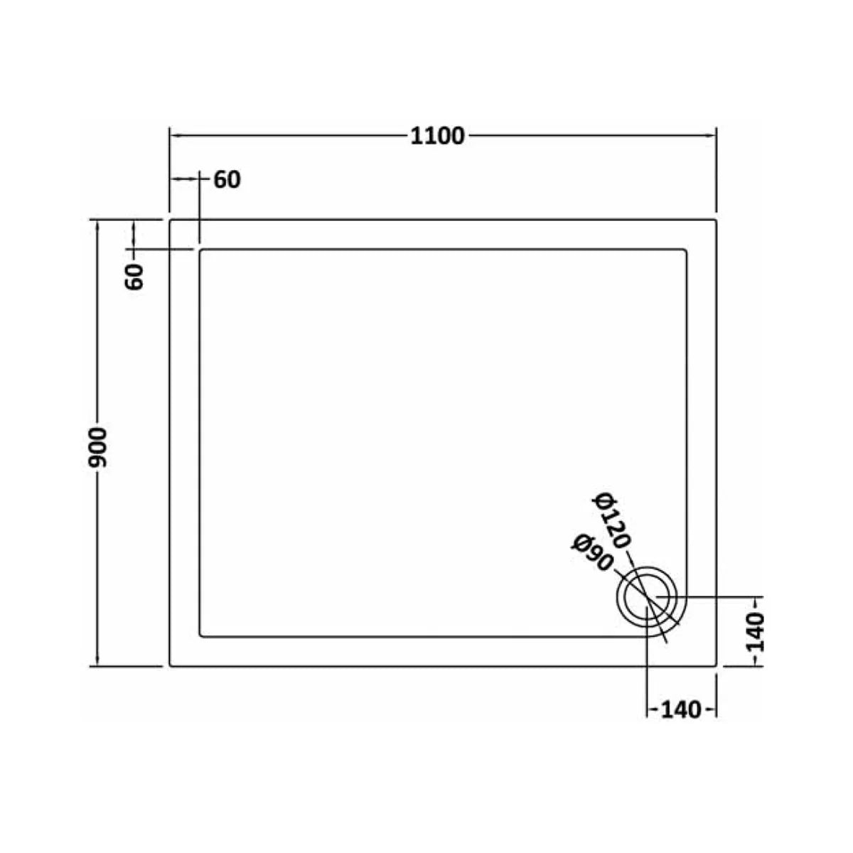 1100mm Black Sliding Door 900mm Frameless Side Panel & Slate Grey Tray
