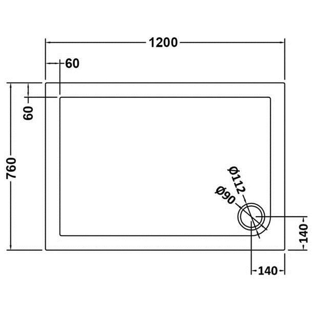 Harper square/rectangle shower tray slate grey 1200 × 760 mm image # Options_1200 x 760 mm