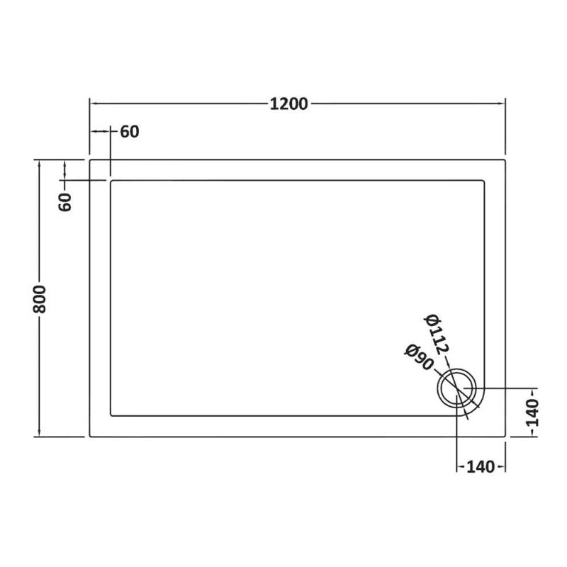 Harper square/rectangle shower tray slate grey 1200 × 800 mm image # Options_1200 x 800 mm