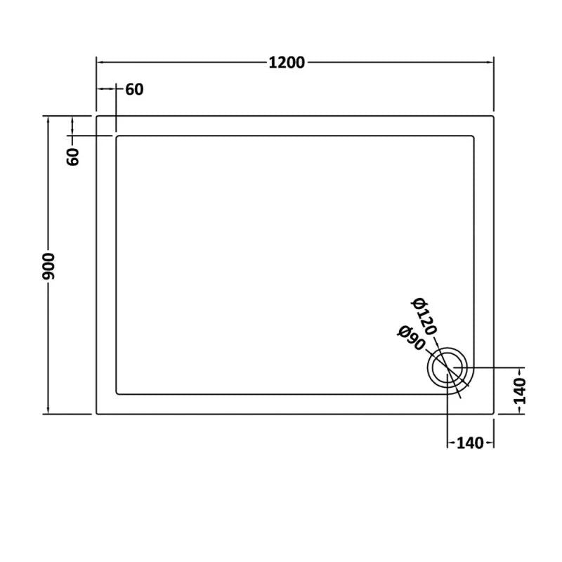 Harper square/rectangle shower tray slate grey 1200 × 900 mm image # Options_1200 x 900 mm
