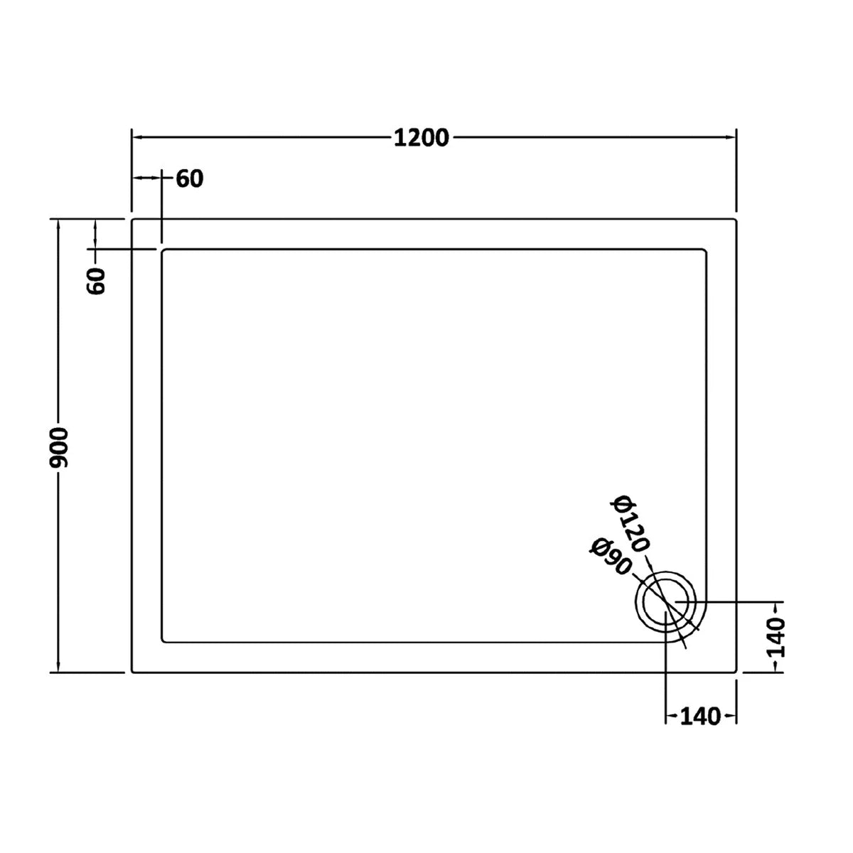 1200mm Black Sliding Door 900mm Frameless Side Panel & Slate Grey Tray
