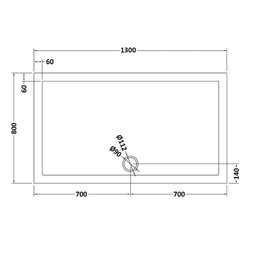Harper square/rectangle shower tray slate grey 1300 × 800 mm image # Options_1300 x 800 mm