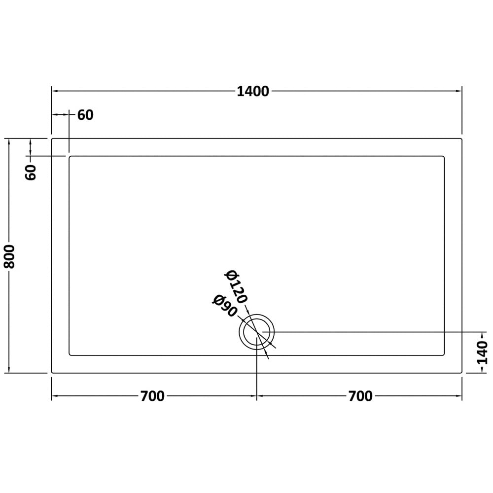 Harper square/rectangle shower tray slate grey 1400 × 800 mm image # Options_1400 x 800 mm